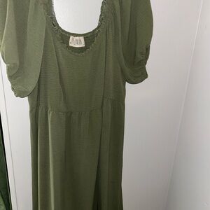 Elegant Olive Green Dress